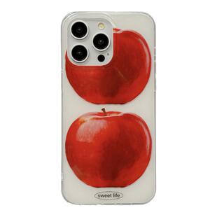 ins简约时髦红苹果插画适用苹果15双层手机壳iPhone16ProMax新款15promax防摔13女款小众12硅胶14pro全包软壳