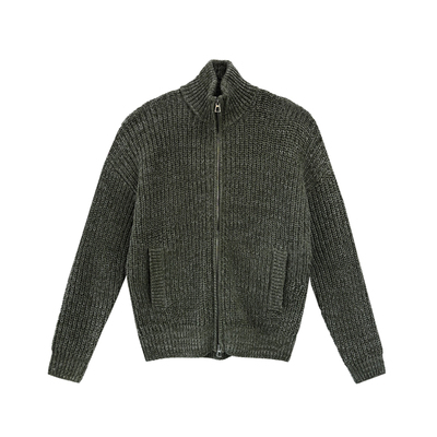 外套棉绿色双拉链毛衣