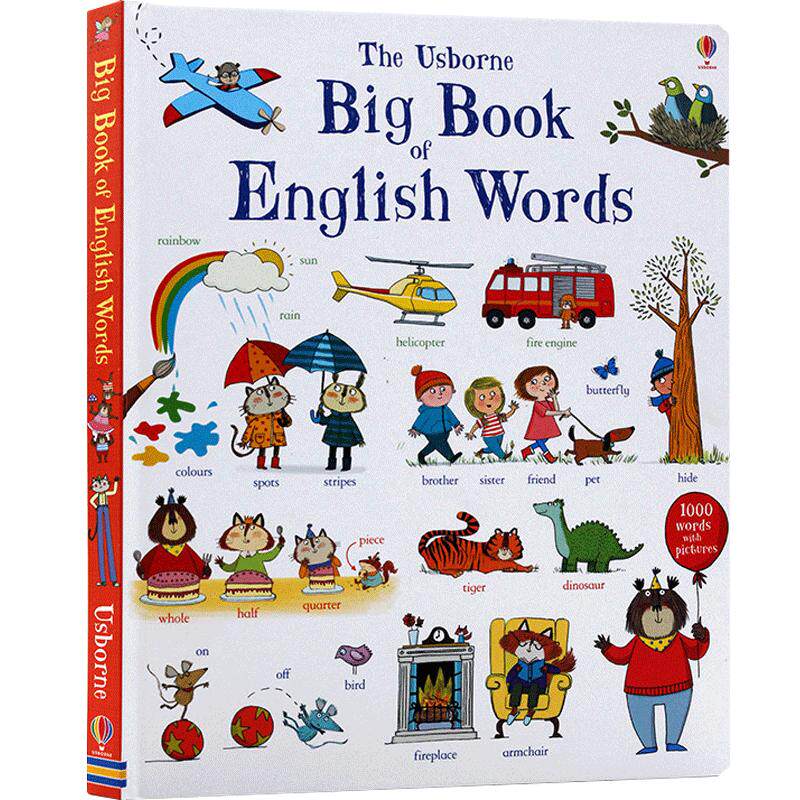 1000词 Usborne Big Book of English Words 场景式英语单词书 英文原版绘本 幼儿童少儿 英语字典词典全彩图解词汇工具书大开纸板