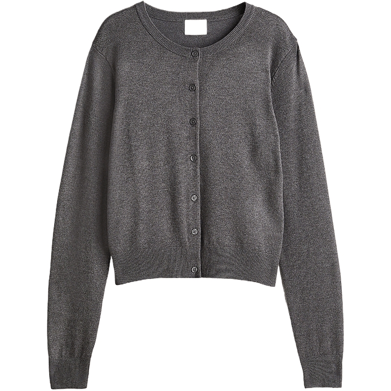 HM女装毛针织衫秋季舒适慵懒舒适打底短款开衫0579541