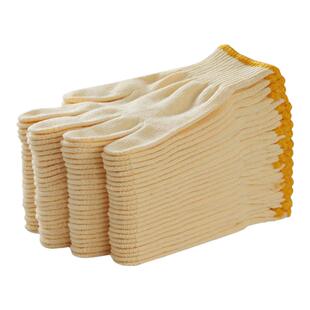 手套劳保耐磨工地干活修车黄棉加厚男劳动工作尼龙防护白棉纱棉线