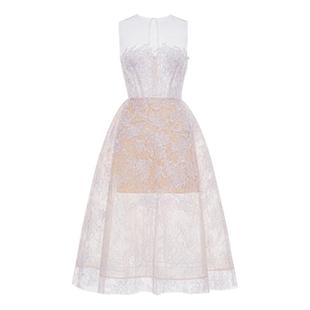 轻奢小众蕾丝连衣裙越南设计师气质立体花朵透视重工紫色抹胸礼服