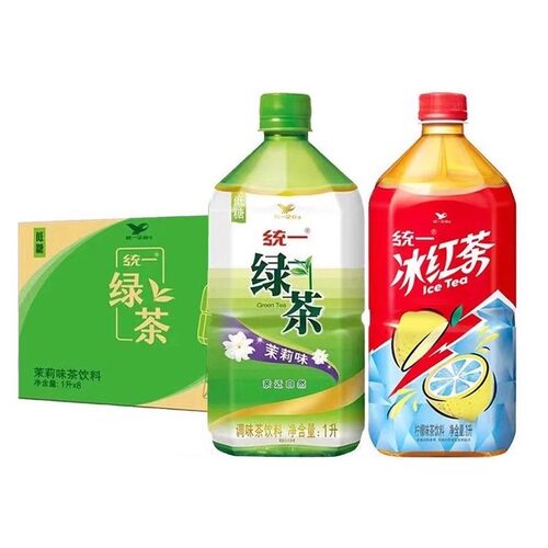 统一冰红茶/绿茶1L*8瓶整箱大瓶畅饮批发团购茶多酚饮品新老包装