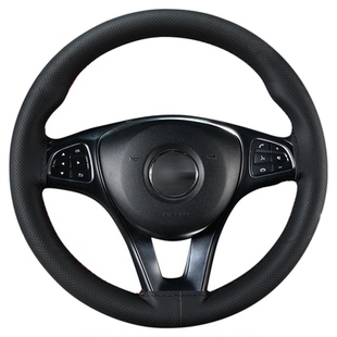 肤感头层牛皮手缝方向盘套四季通用真皮汽车把套新款皮套吸汗防滑
