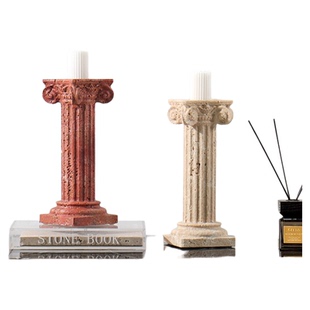 现代轻奢天然大理石烛台中古摆件会所餐桌客厅酒店浪漫艺术蜡烛台