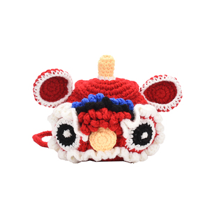 拜年包女童国潮风中式醒狮包儿童针织玩偶挂件可斜挎装钥匙零钱包