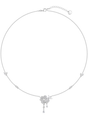 阿吉豆项链女南法玫瑰吊坠锁骨链