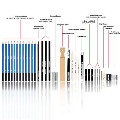 厂家直销33件素描铅笔套装画笔套装美术铅笔初学者绘画素描用品