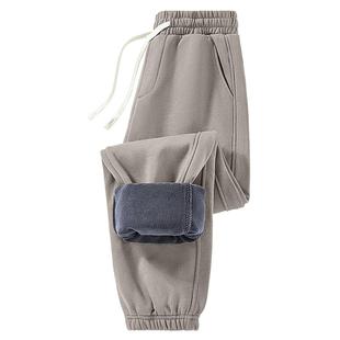 NN真维斯加绒加厚男士裤子冬季保暖卫裤男款青少年宽松运动休闲裤