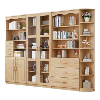 纯实木定制书柜家用多层收纳储物柜客厅书房防尘柜玻璃门组合书柜