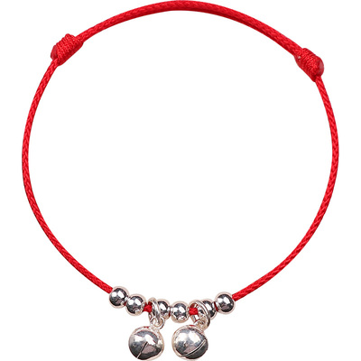 铃铛有声纯银脚链手链