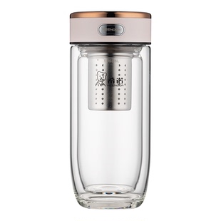 希诺双层玻璃杯高档商务办公室抗菌泡茶杯男女士家用隔热喝水杯子