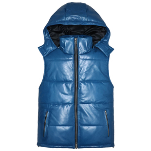 男女加棉真皮马甲头层绵羊皮衣修身短款脱卸帽加厚阔版坎肩背心翟