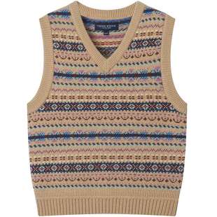 TeenieWeenie小熊女装毛针织衫2025冬新款舒适多色菲尔岛V领背心