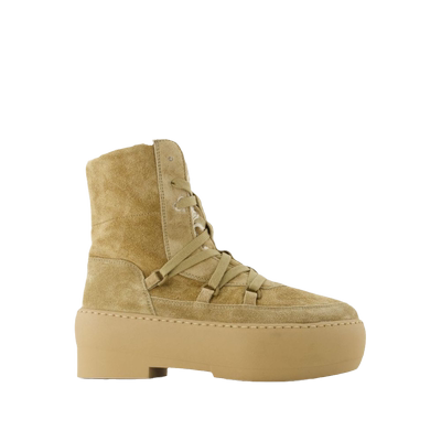 Gia Borghini Lace Up Chunky 天鹅绒小牛皮厚底短靴裸靴