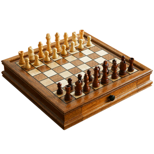 国际象棋木质磁性套装抽屉款高档胡桃木实木沙比利棋盒chess收藏