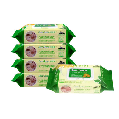 水肌肤大豆胚芽油婴儿口手湿巾