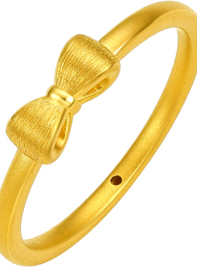 周六福黄金戒指女定价蝴蝶结指环小众珠宝足金Y JY系列新年礼物