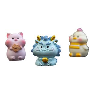 新款可爱十二生肖汽车摆件迷你静态小动物桌面摆件新年中控台装饰