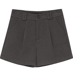 毛呢质感阔腿短裤女高腰复古显瘦有内衬简约百搭高级感呢子休闲裤