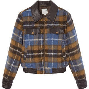 【149/件】EPTISON外套女2025冬季新款短款复古格纹加厚机车棉服