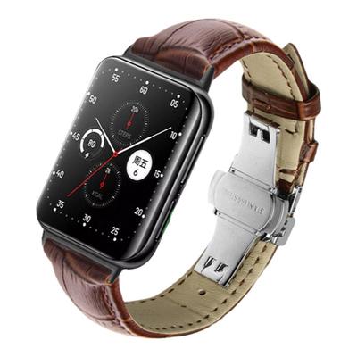 适用oppowatch3商务牛皮表带
