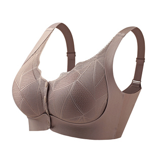内衣女士聚拢收副乳防下垂前开扣妈妈无痕舒适大胸显小大码文胸罩