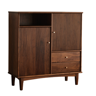 北美黑胡桃木餐边柜北欧现代简约家用餐厅客厅实木立柜边柜储物柜