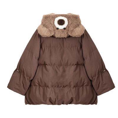 KEIKO可爱卡通连帽牛角扣棉服