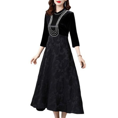 贵夫人高端奢华风大牌新款连衣裙