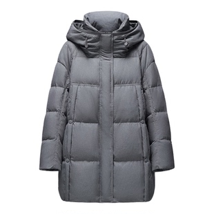 【商场同款】Smen诗萌2025新款连帽中长款羽绒服女面包服保暖外套
