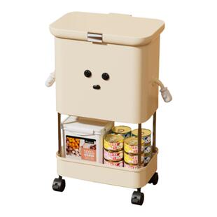 猫粮储存桶狗粮密封桶防潮猫咪零食罐头移动收纳盒宠物用品置物架