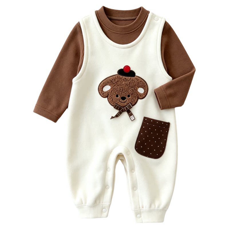 女童秋冬套装加绒加厚分体两件套韩系一岁宝宝背带裤冬季婴儿衣服
