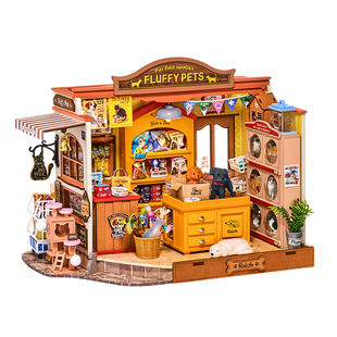 若来diy小屋萌宠商店手工拼装模型宠物店微缩场景玩具积木礼物女