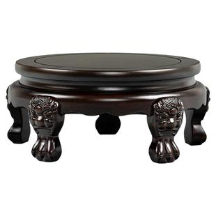 黑檀木圆形摆件花瓶底座实木托架佛像酒坛鱼缸盆景红木工艺品底座