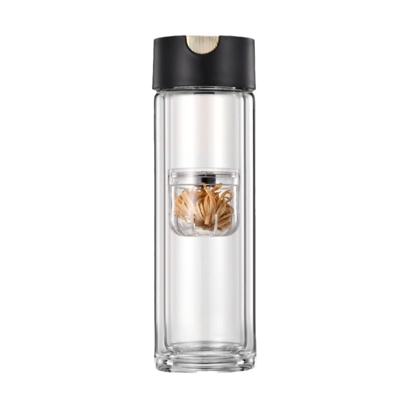 磁吸式茶水分离杯子双层玻璃杯耐玻璃杯