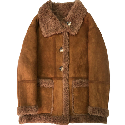 中款两面穿全羊毛皮毛一体厚外套