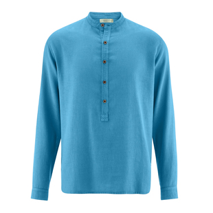 度物思仁春秋男款棉麻长袖衬衫时尚休闲套头衫汉麻料抑菌透气天然