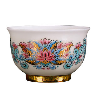 徐建勇陶瓷文创宝相莲花羊脂玉主人杯茶具茶杯小茶杯个人专用送礼