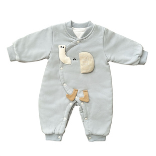 新生婴儿夹棉外出棉服加厚连体棉衣初生宝宝冬季保暖抱衣可爱外套