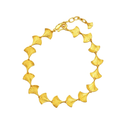 黄金足金999银杏叶手链金叶子