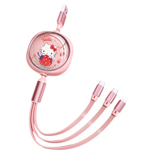 hellokitty联名库洛米三合一数据线一拖三充电线多头快充线卡通可爱66w适用苹果华为手机车载充电器线三头