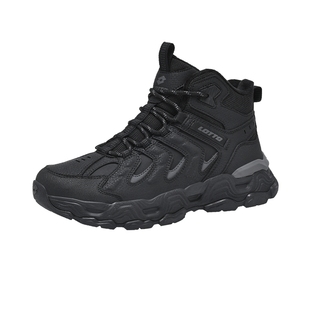 LOTTO乐途男高帮加绒加厚棉鞋2025冬季新款防滑保暖皮面运动鞋女