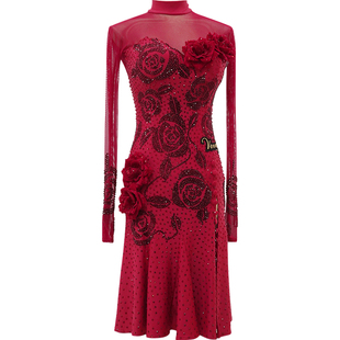 薇妮拉丁舞比赛服连衣裙专业艺考网红拉丁舞表演服女成年标准赛服