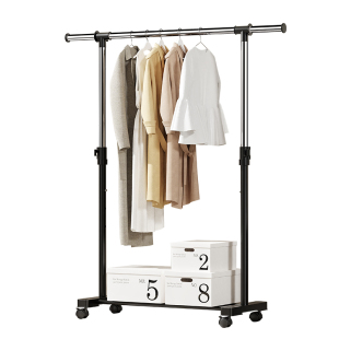 晾衣架室内家用阳台落地晒衣架不锈钢伸缩晾衣杆卧室简易挂衣架子