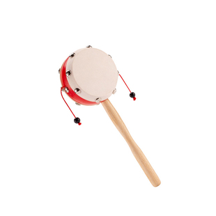 传统龙年蛇中国风吉祥卡通羊皮拨浪鼓婴儿手摇宝宝木质手柄鼓玩具