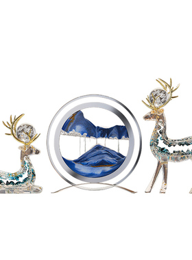 一鹿相伴流水生财高级感树脂鎏金