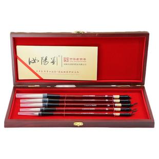 汝阳刘礼品毛笔羊毫紫毫5支装福禄寿祯祥礼盒套装送人抄经勾线