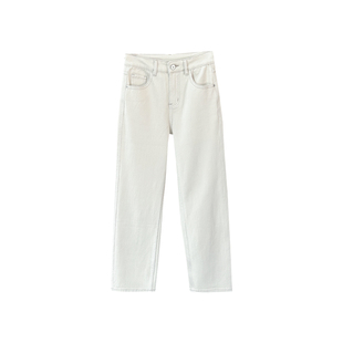 版型担当~!浅色直筒牛仔裤女春季新款小个子高腰弹力显瘦长裤子