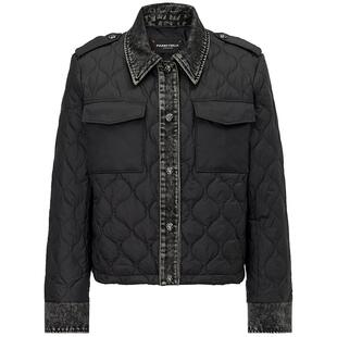 FF仿佛羽绒服女秋冬新款短款夹克鸭绒轻盈拼接轻薄时尚外套外搭